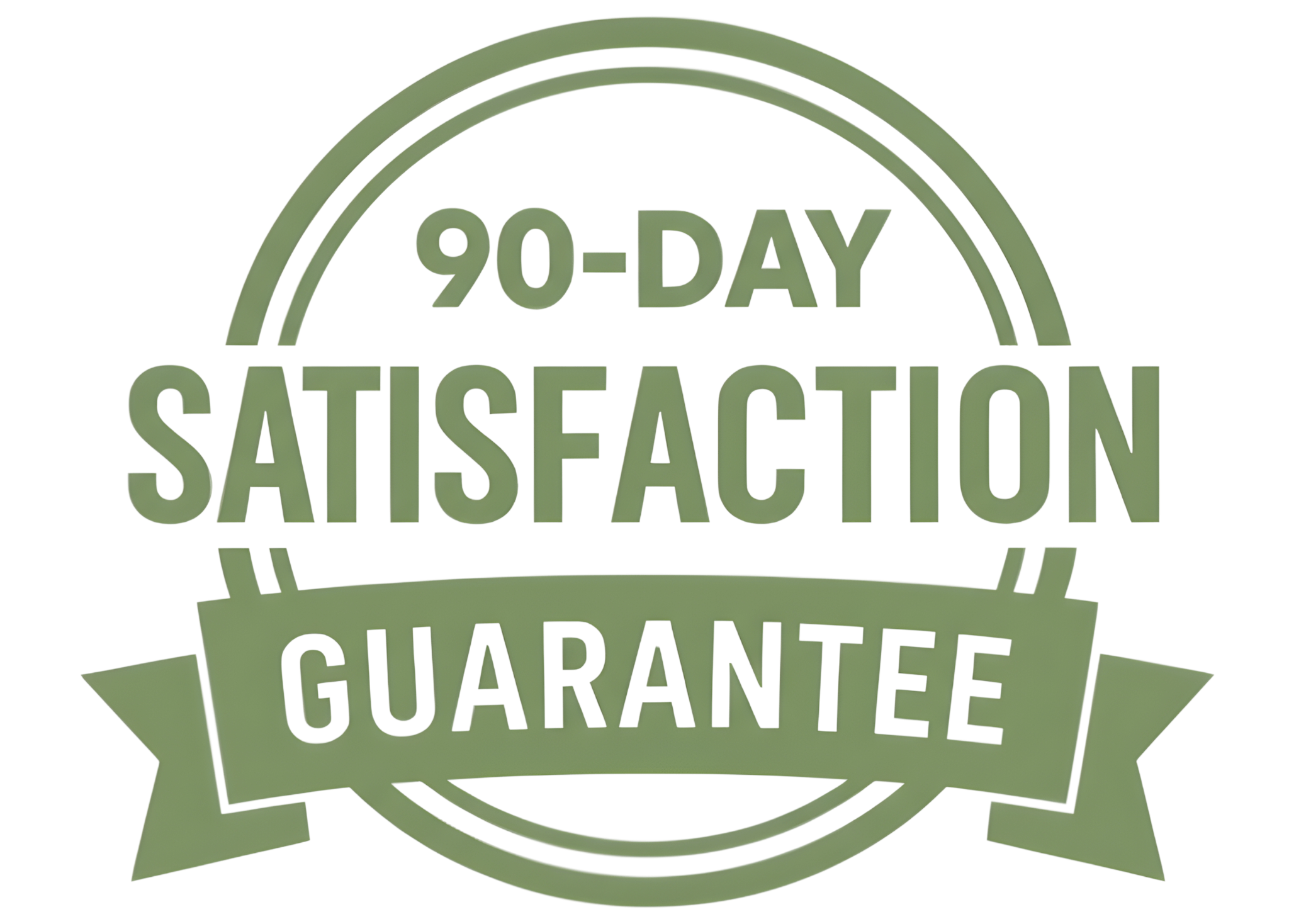 Green '90-Day Satisfaction Guarantee' logo on a white background